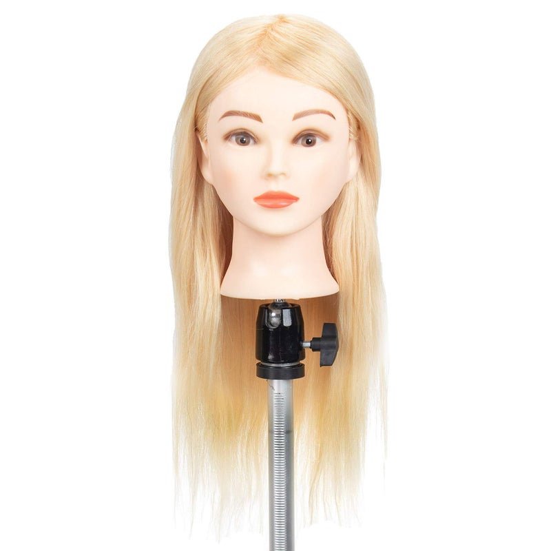 gexworldwide GEX 100% Human Hair Mannequin Head Blonde Training Practice Head for Styling Dying Cutting 613#Blonde (18â€) - Image 1